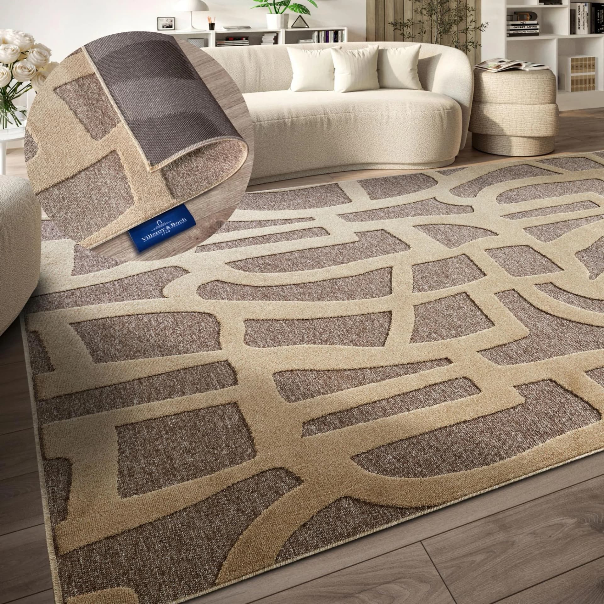 Villeroy & Boch Teppich Therese Grau Beige Modern Hoch-Tief Effekt