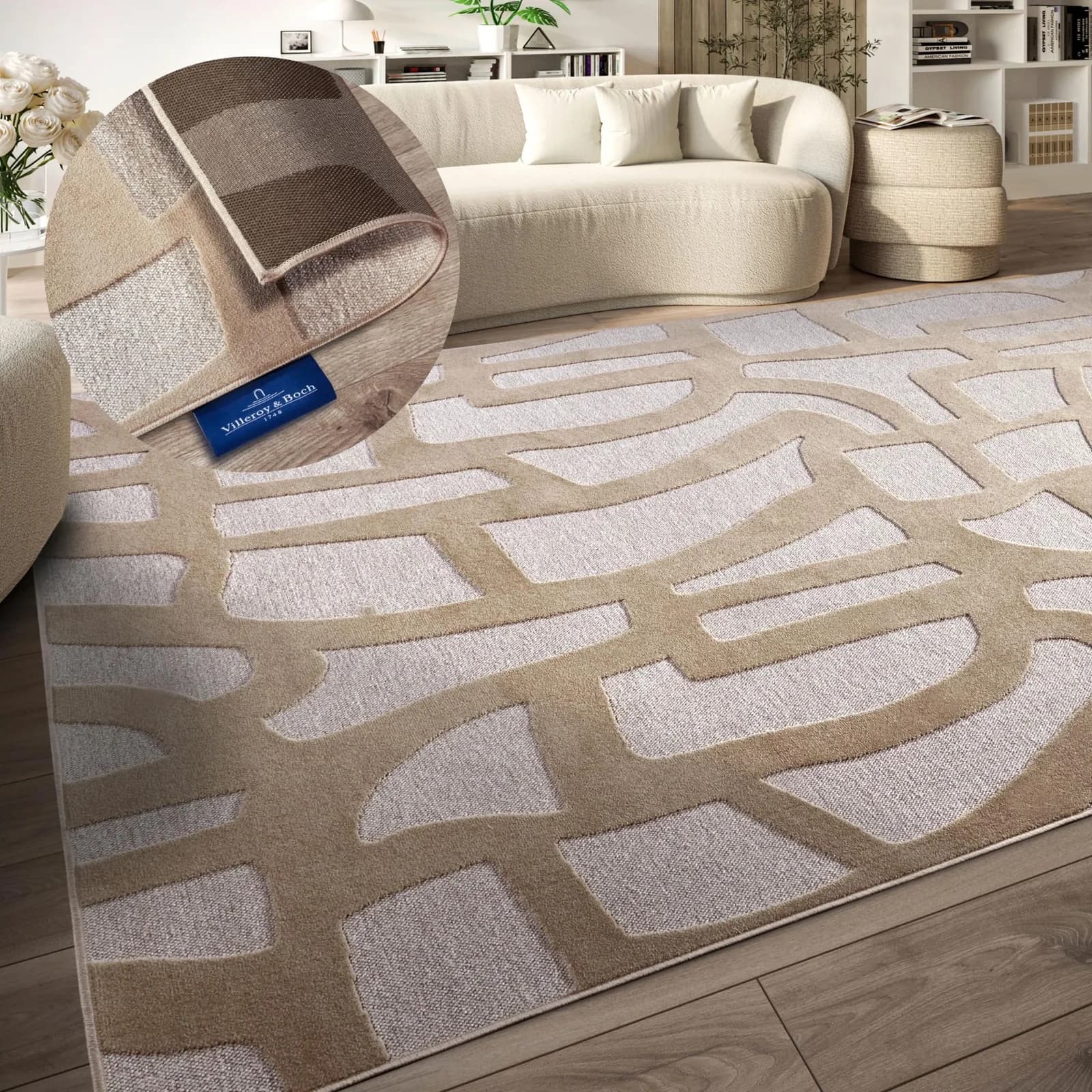 Villeroy & Boch Teppich Therese Creme Modern Hoch-Tief Effekt