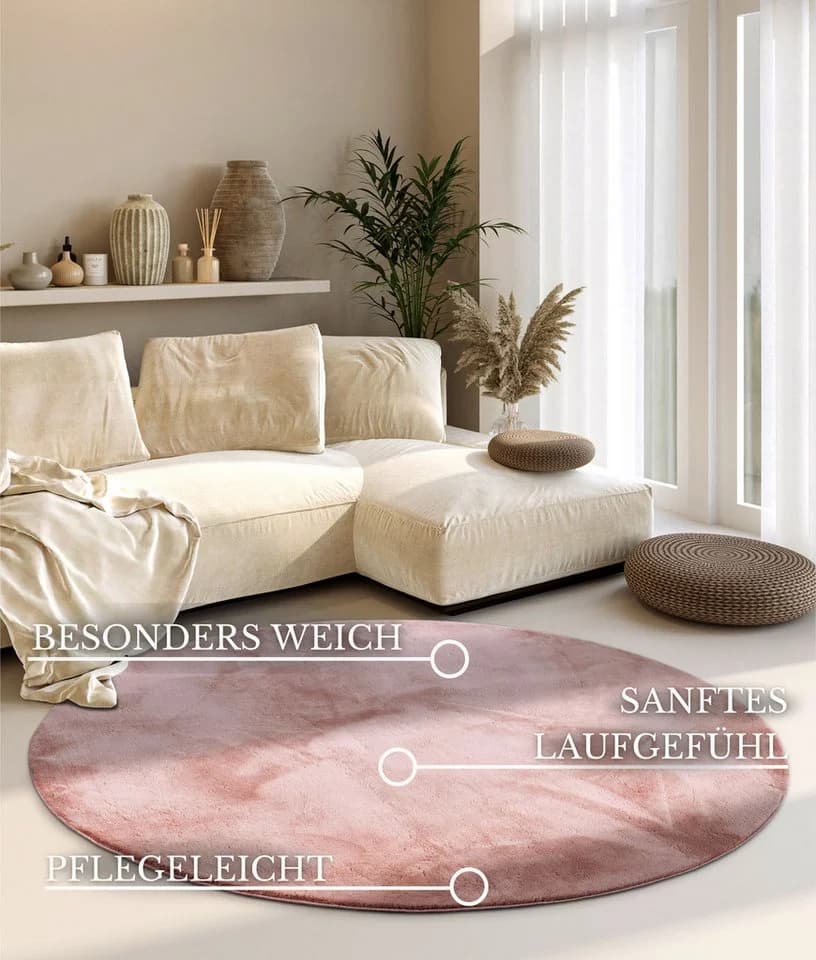 Villeroy & Boch Teppich Leon Rund Hochflor Shaggy Einfarbig Flauschig Weich Glänzend Modern Uni - Bild 3