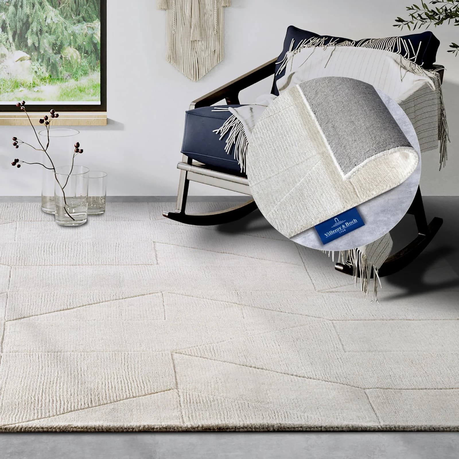 Villeroy & Boch Wollteppich Ursule Läufer Natur Geometrie
