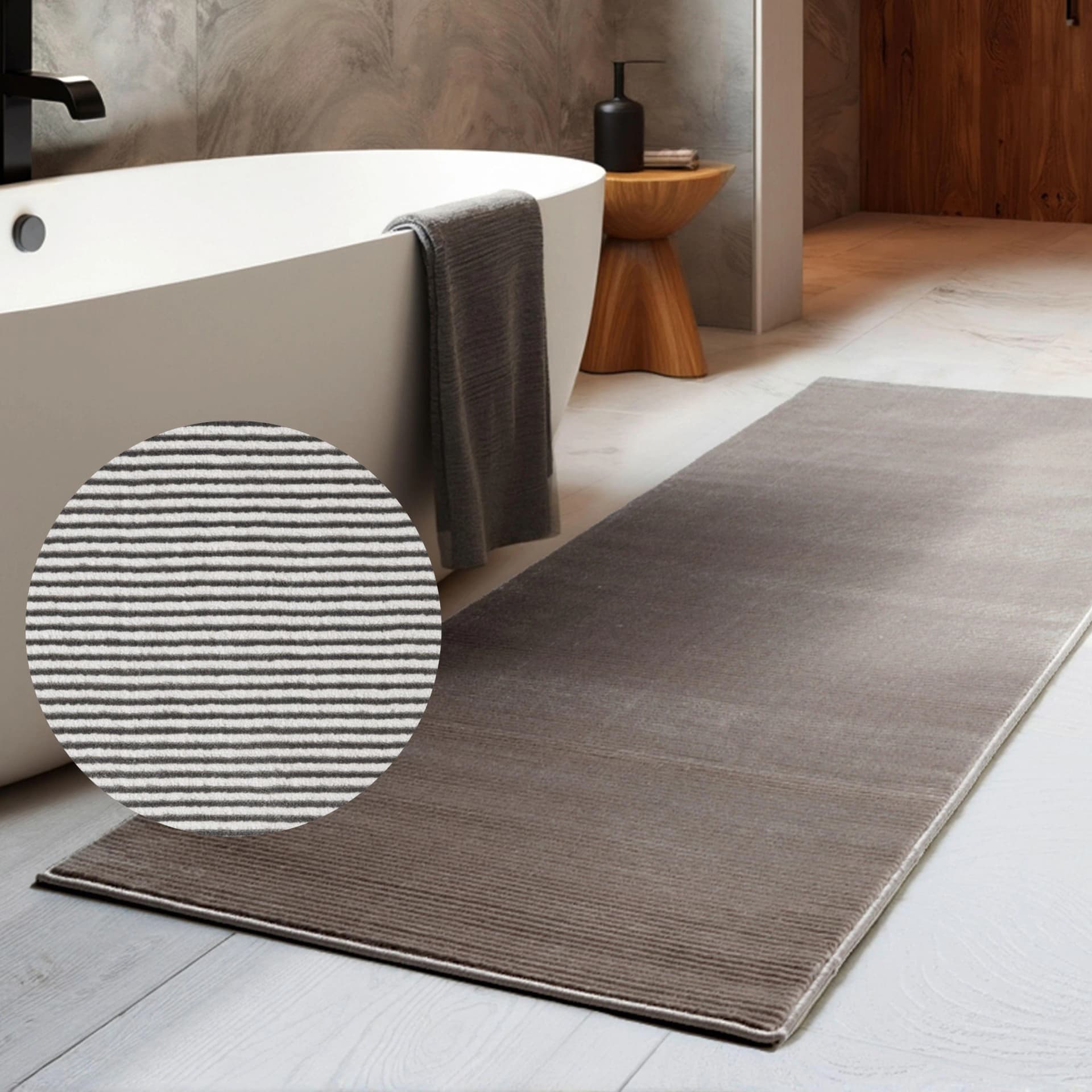 Teppich ELLE DECORATION Dolomite Creme Anthrazit Kurzflor Läufer