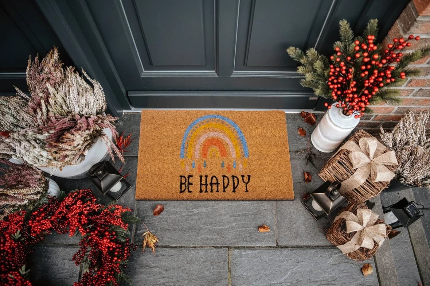 Hanse Home Fußmatte Kokos Be Happy Rutschfest Outdoor