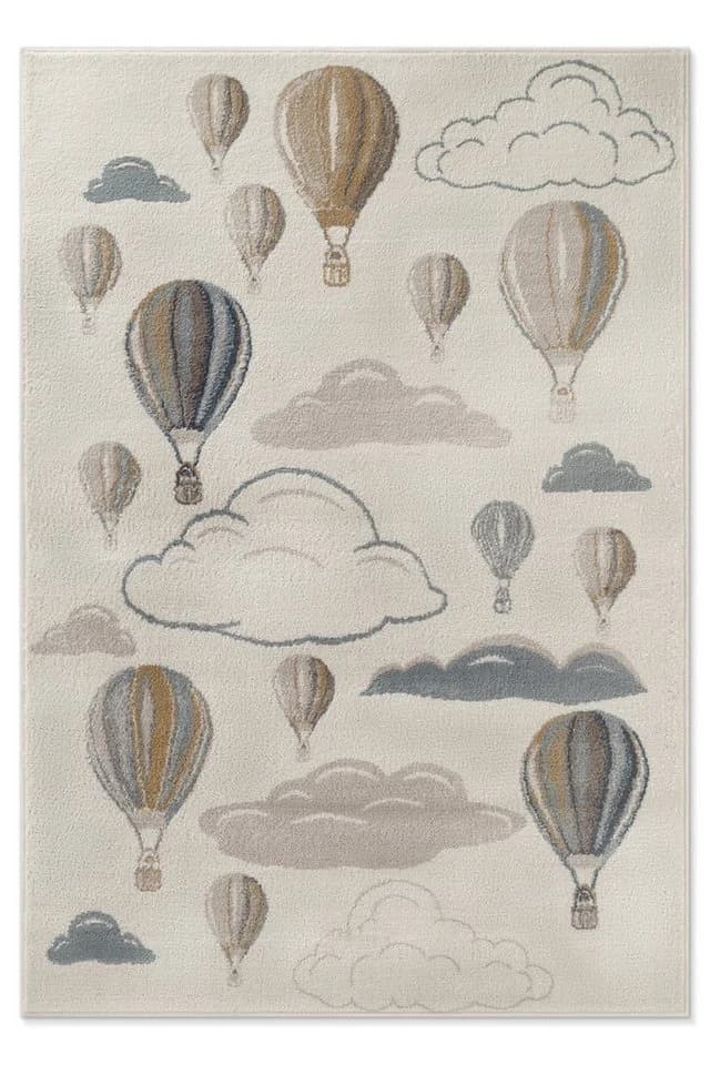 HANSE HOME Kinderteppich Hot Air Ballon Beige Bunt Kurzflor