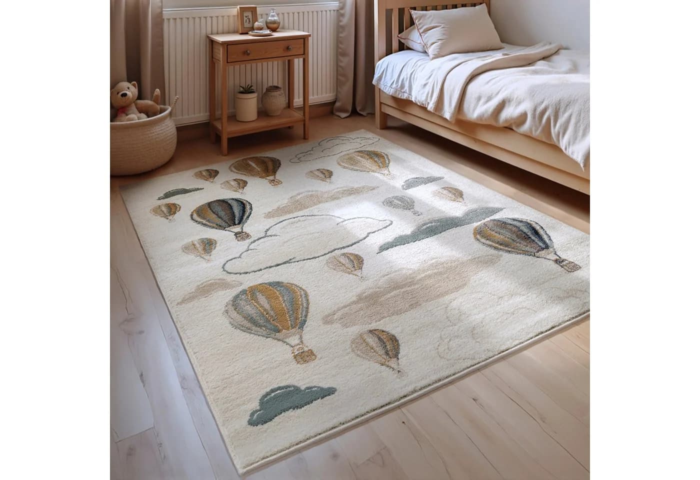 HANSE HOME Kinderteppich Hot Air Ballon Beige Bunt Kurzflor - Bild 2