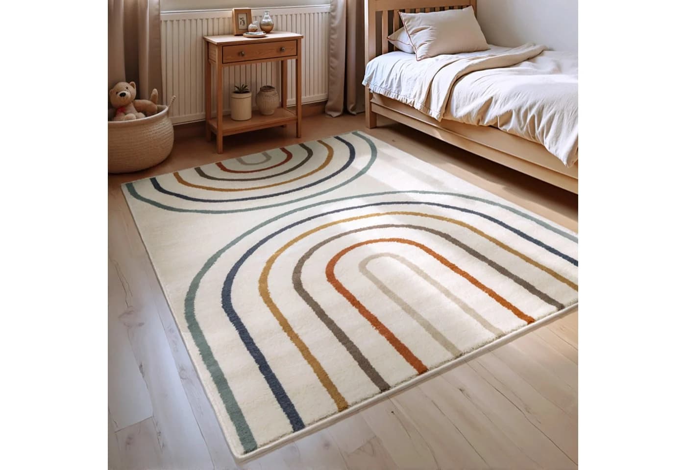 HANSE HOME Kinderteppich Double Rainbow Bunt Creme Kurzflor - Bild 2