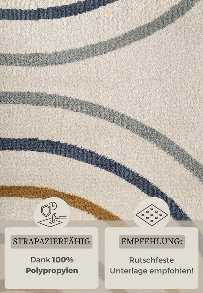 HANSE HOME Kinderteppich Double Rainbow Bunt Creme Kurzflor - Bild 4
