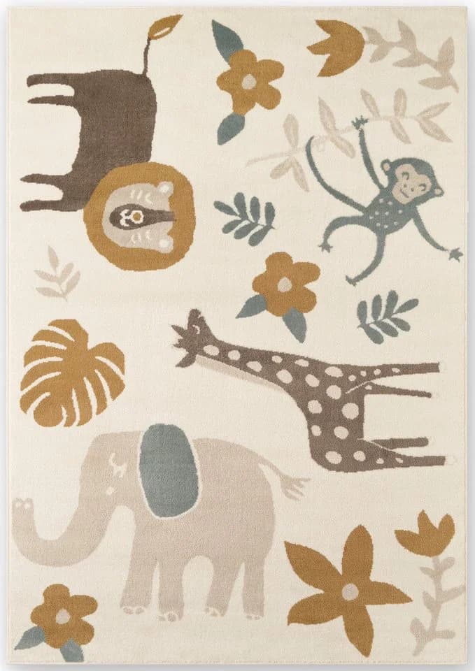 HANSE HOME Kinderteppich Animal Safari Beige Bunt Kurzflor