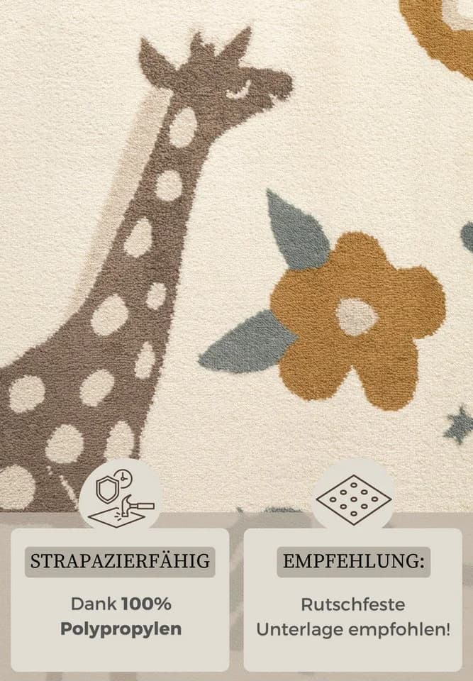 HANSE HOME Kinderteppich Animal Safari Beige Bunt Kurzflor - Bild 4