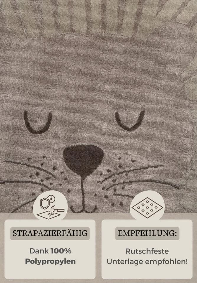 HANSE HOME Kinderteppich Happy Lion Beige Löwenmotiv - Bild 4