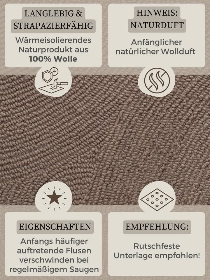 HANSE HOME Wollteppich Eleni Taupe Handgetuftet Geometrisch - Bild 4