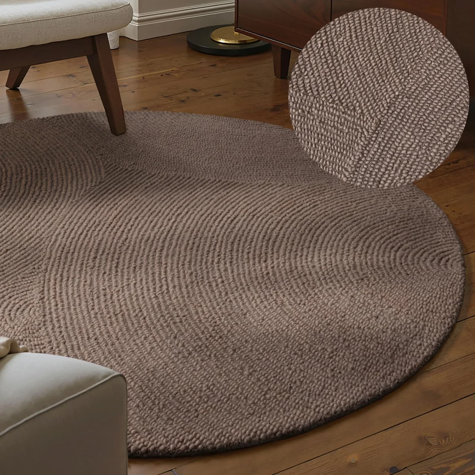 HANSE HOME Wollteppich Eleni Grau Taupe Handgetuftet