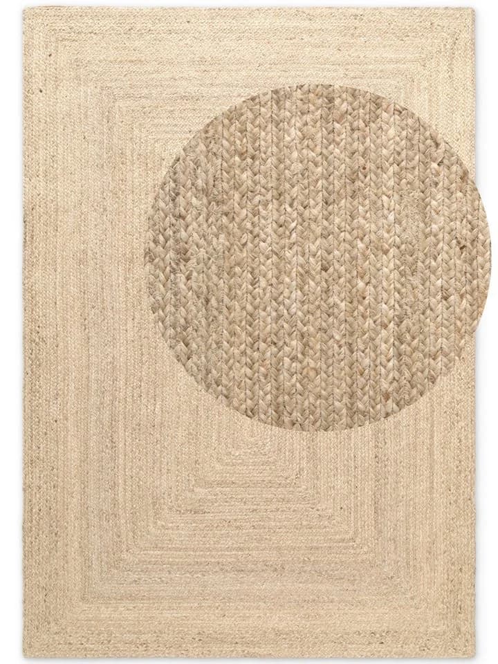 HANSE HOME Sharmila Jute-Teppich Natur Weiß Handgewebt