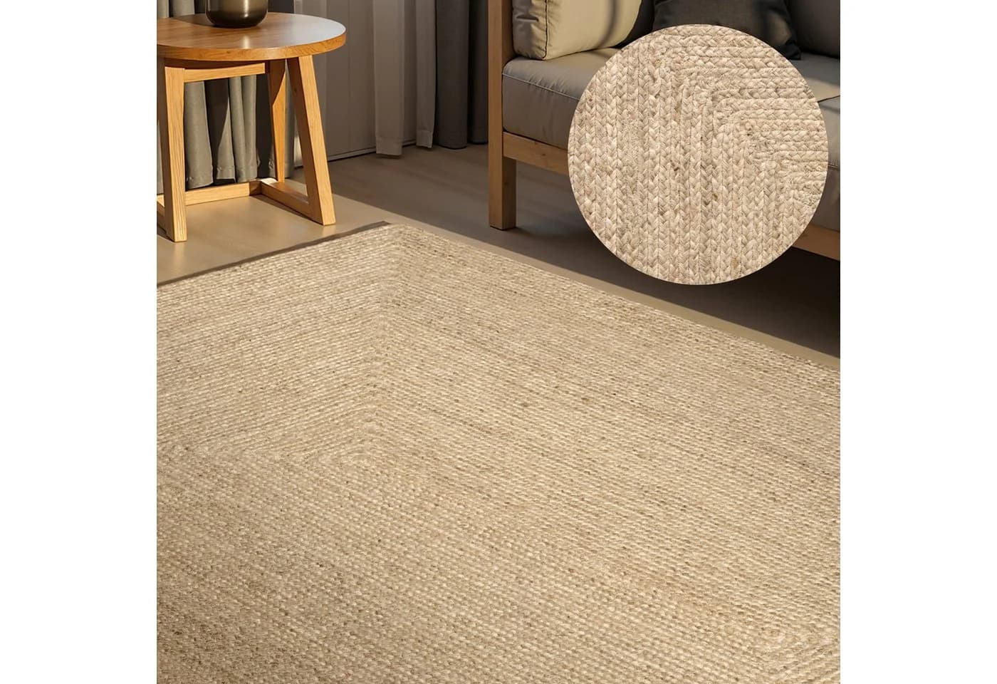 HANSE HOME Sharmila Jute-Teppich Natur Weiß Handgewebt - Bild 2