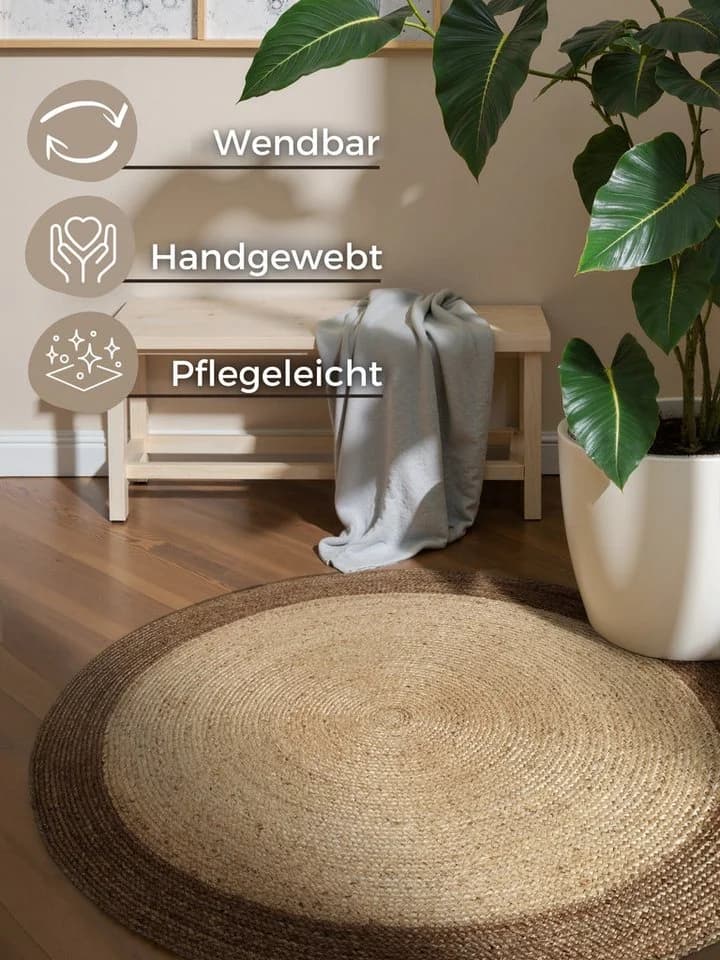HANSE HOME Jutta Jute-Teppich Rund Beige/Elfenbein - Bild 3