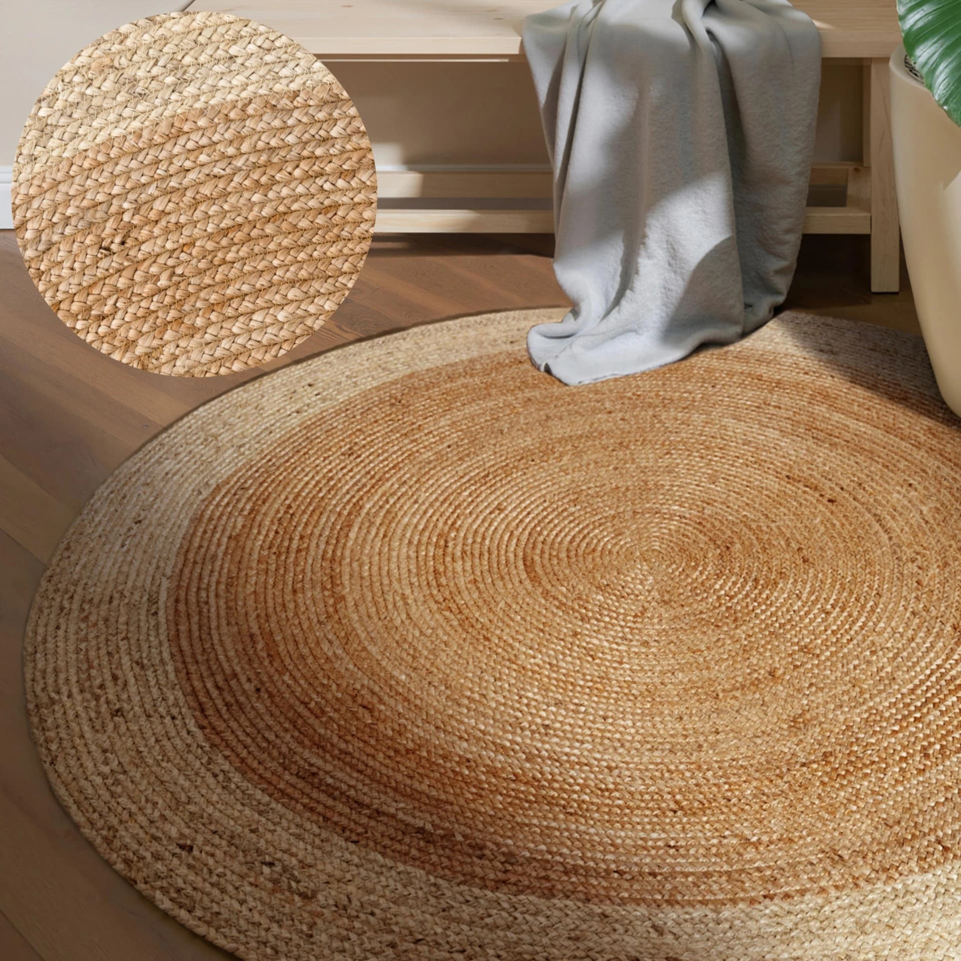 HANSE Home Juteteppich Looma Rund Beige/Naturgold