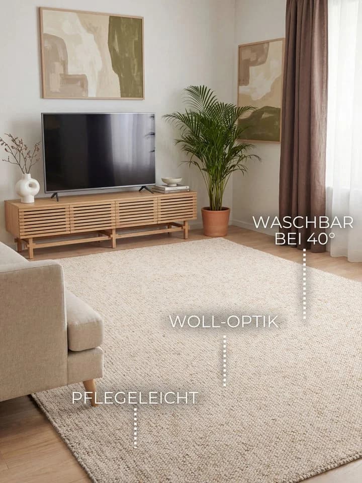 Teppich ELLE DECORATION Rocco Beige Meliert Woll-Optik - Bild 3