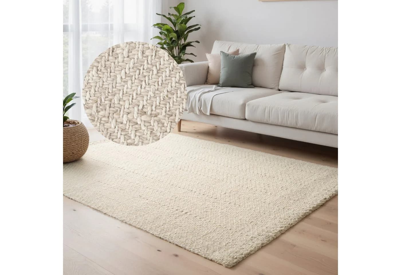 Wollteppich Majoli Elle Decoration Herringbone Natur Weiß - Bild 2
