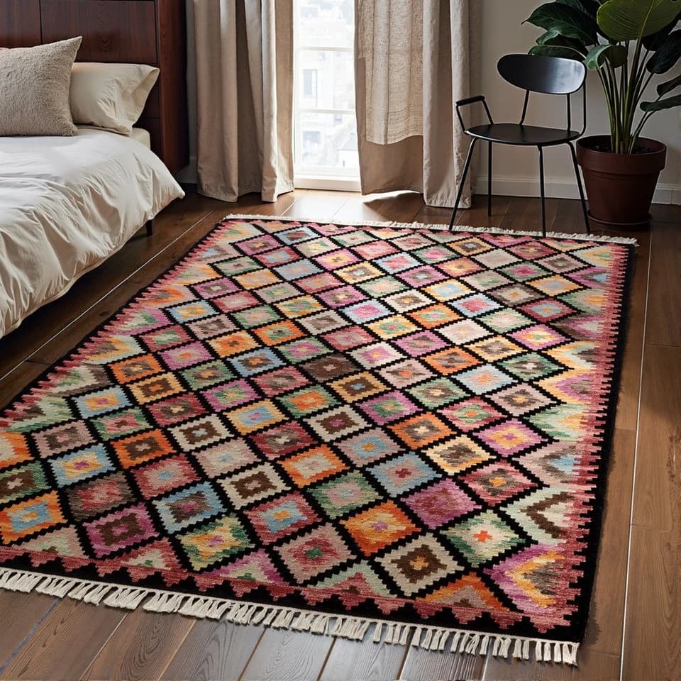 HANSE HOME Kelim Zara Teppich Schwarz Orientalisch Handgewebt - Bild 2