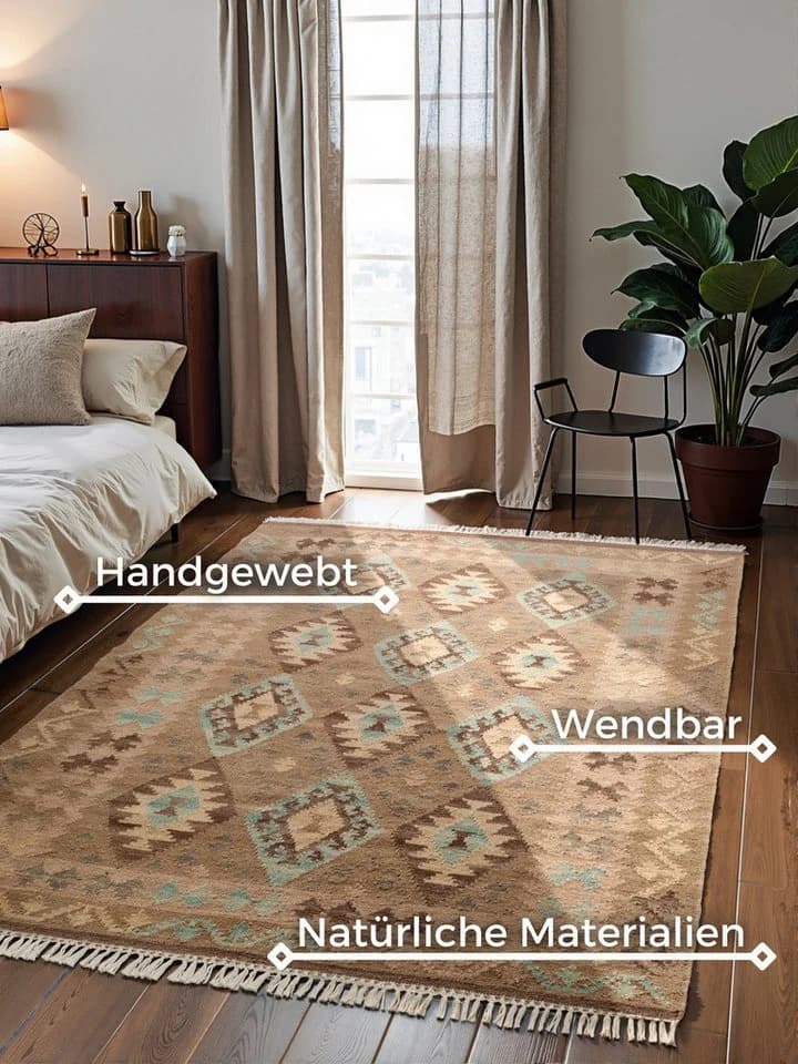 Hanse Home Kelim Dune Teppich Beige Hellblau 200x290 cm - Bild 3