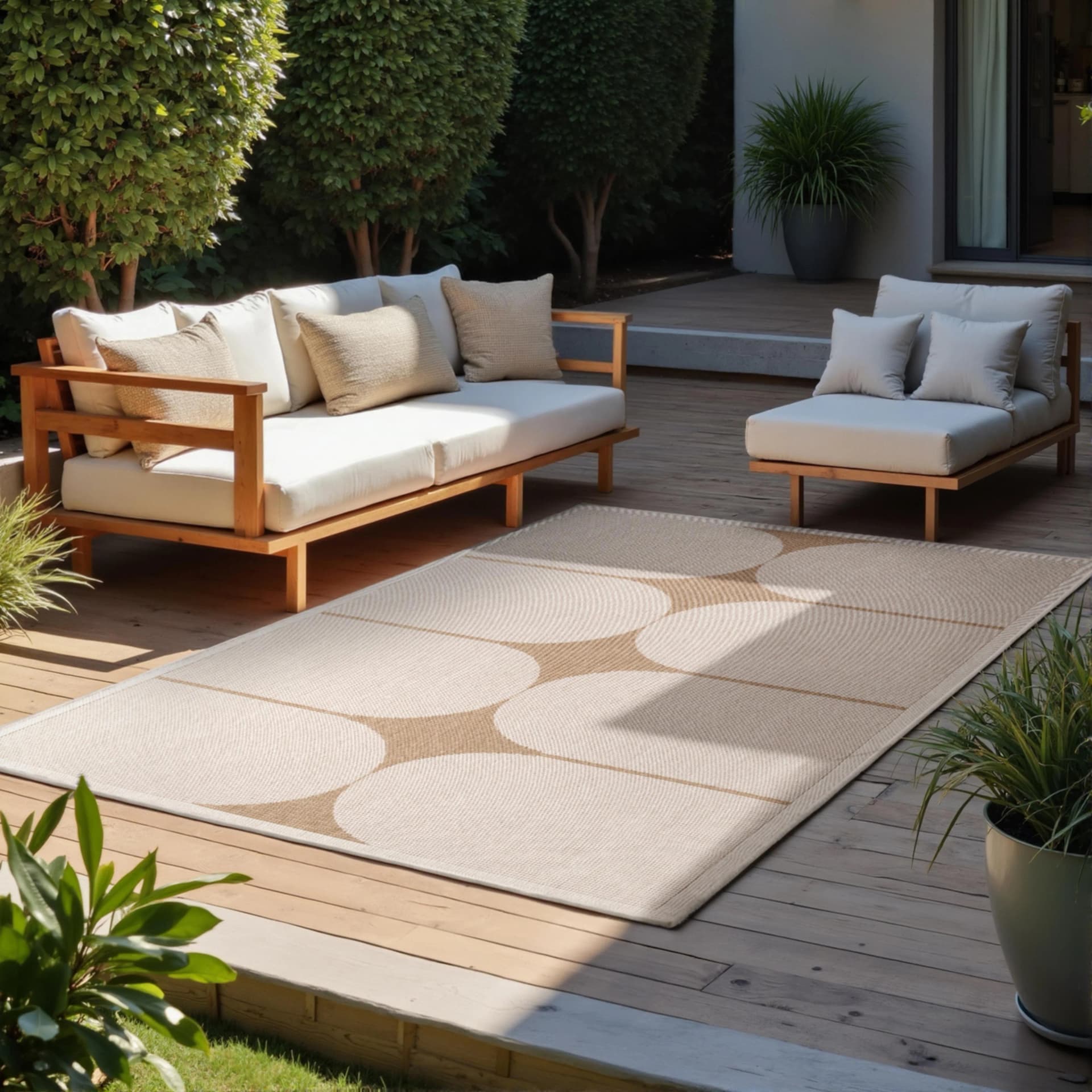 HANSE HOME Outdoorteppich Bowen Wendeteppich Weiß Polypropylen