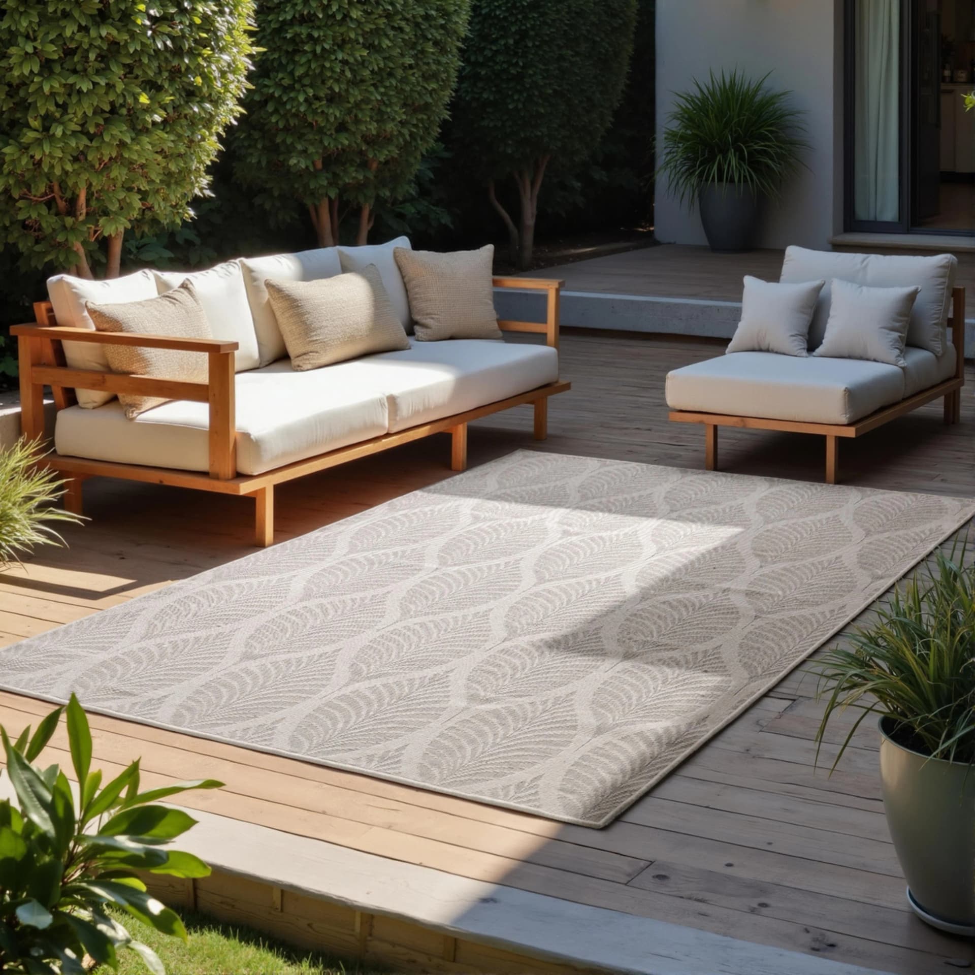 Hanse Home Outdoorteppich Liora Wendeteppich Grau/Weiß Polypropylen