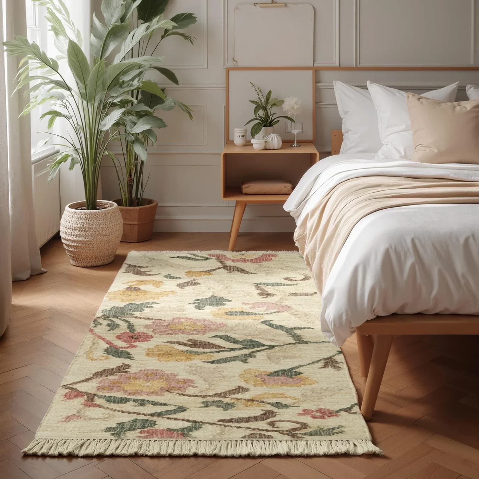 ELLE DECORATION Kelim Violette Teppich Creme Multifarben