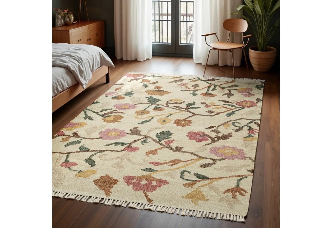 ELLE DECORATION Kelim Violette Teppich Creme Multifarben Handgewebt - Bild 2