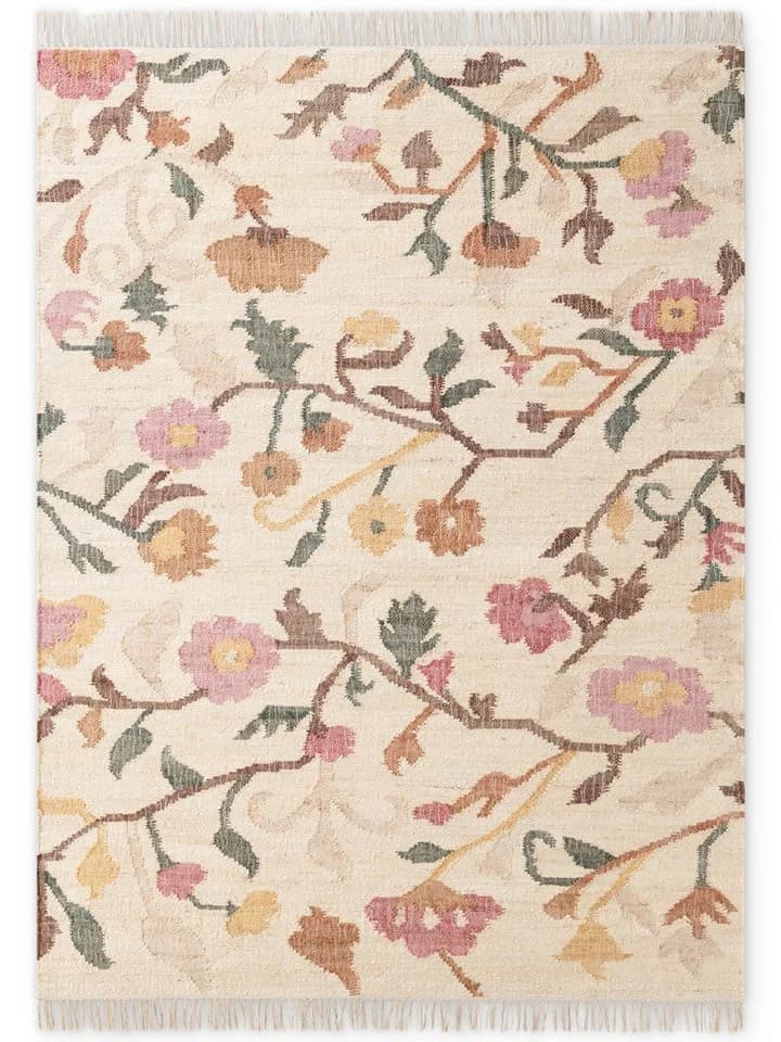 ELLE DECORATION Kelim Violette Teppich Creme Multifarben Handgewebt - Bild 4