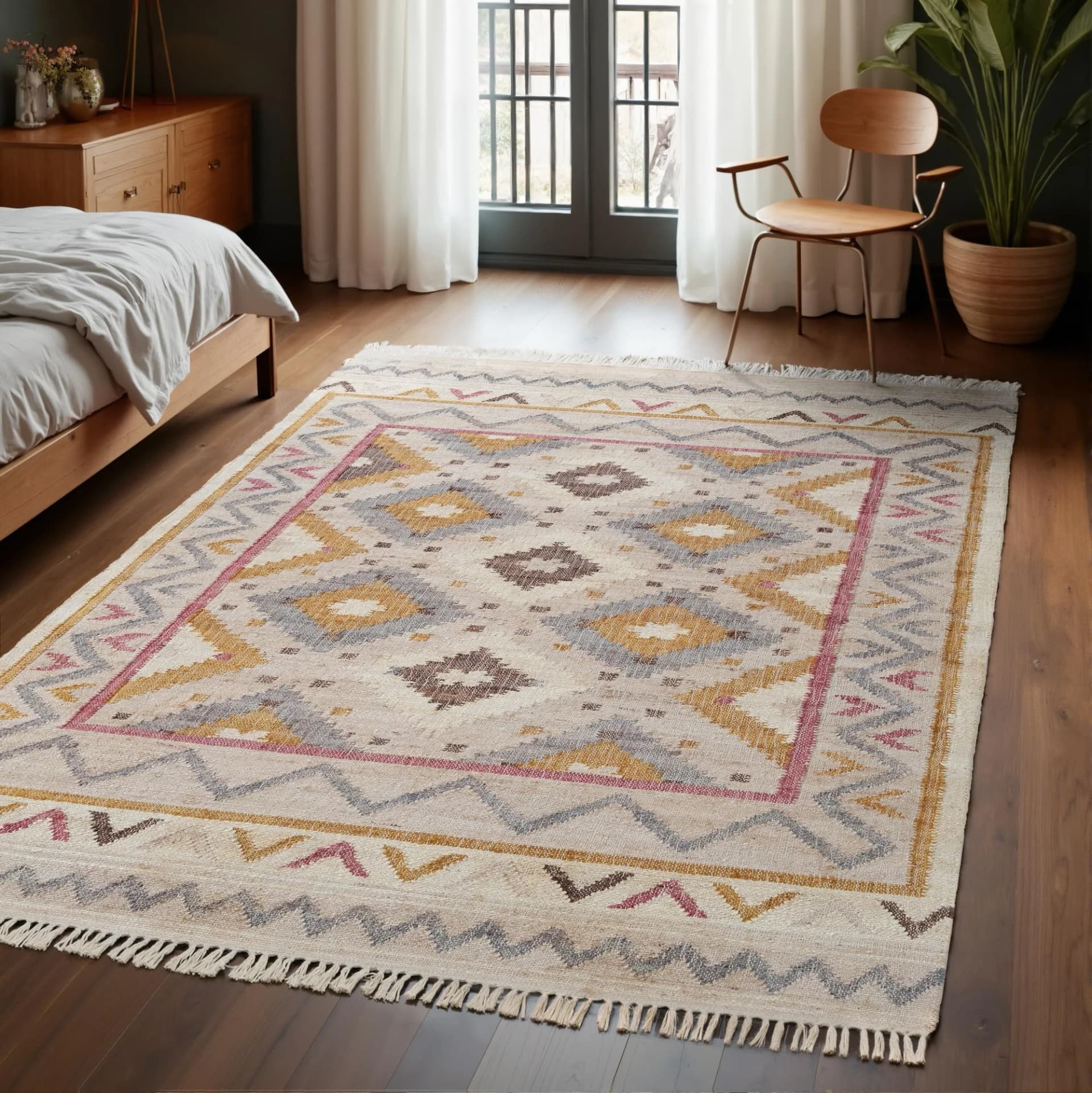 ELLE DECORATION Kelim Imani Teppich Creme Multifarben