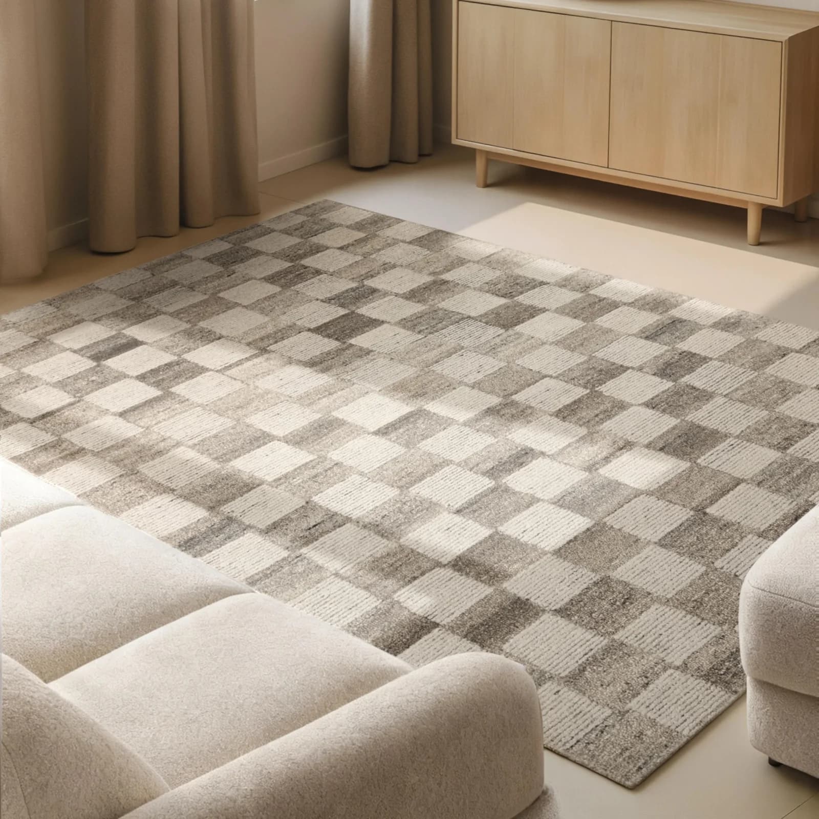 Baur Versand Teppich VIKOSA Quadra Creme Braun Kariert