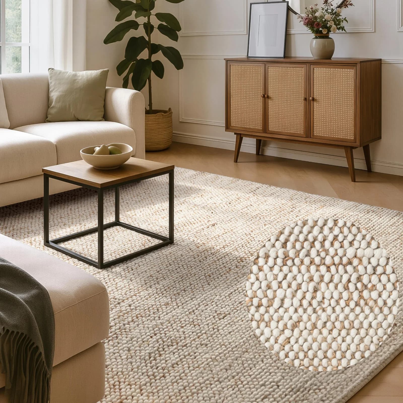 Villeroy & Boch Teppich Peas Creme Beige Bouclé Handgewebt