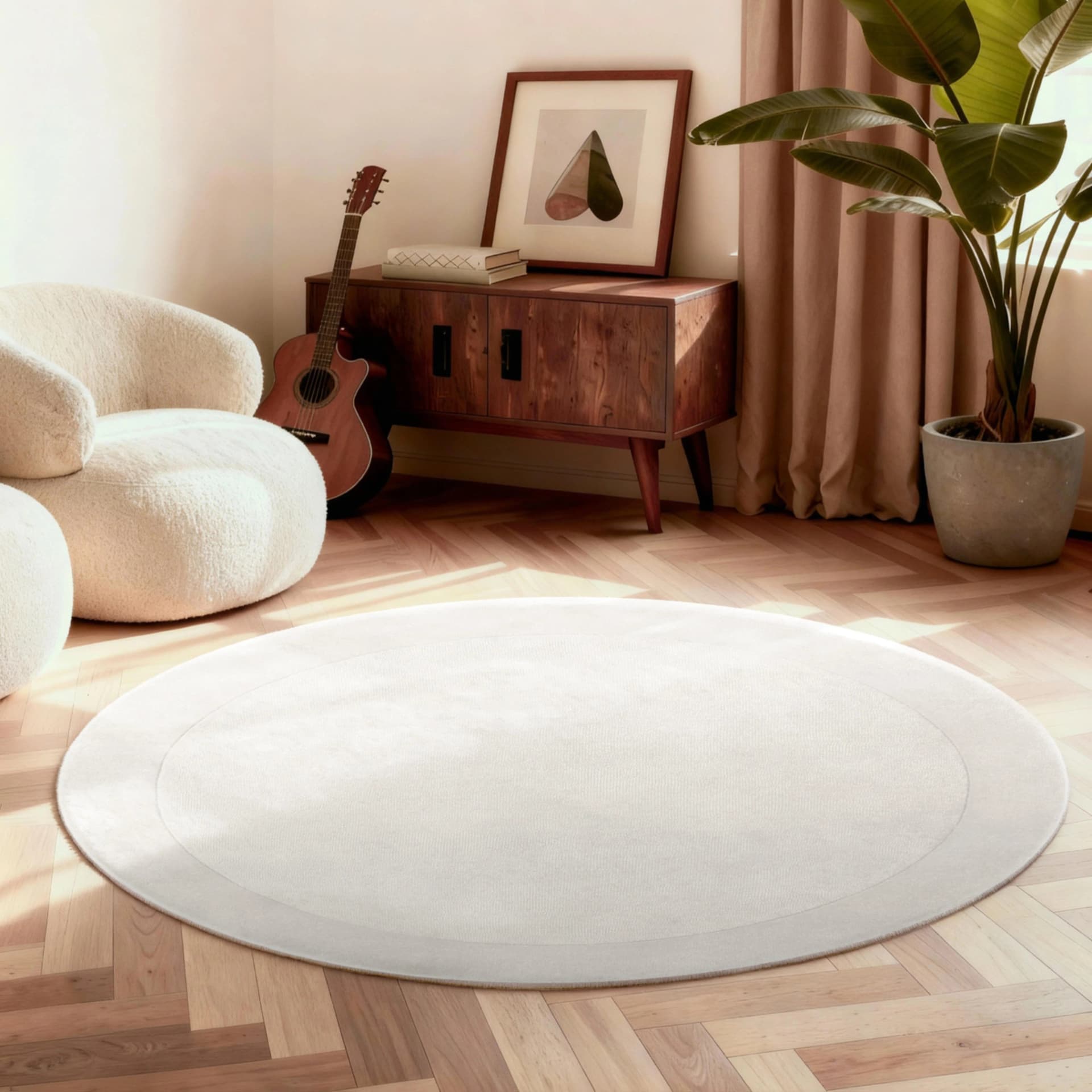 Villeroy & Boch Wollteppich Kari Natur Creme 200 cm Handgewebt