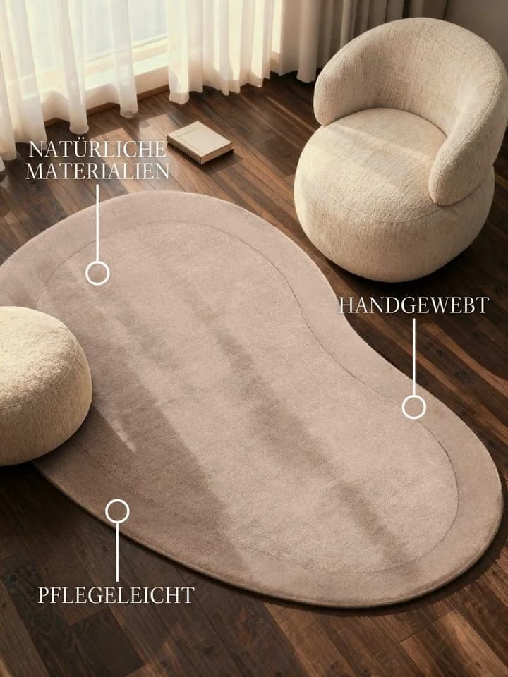 Villeroy & Boch Wollteppich Kari Natur Beige Handgewebt