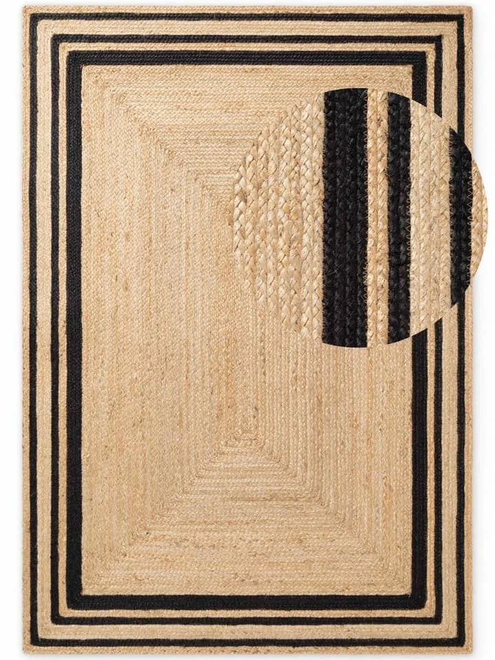 Hanse Home Jutta Juteteppich Natur Gold Schwarz