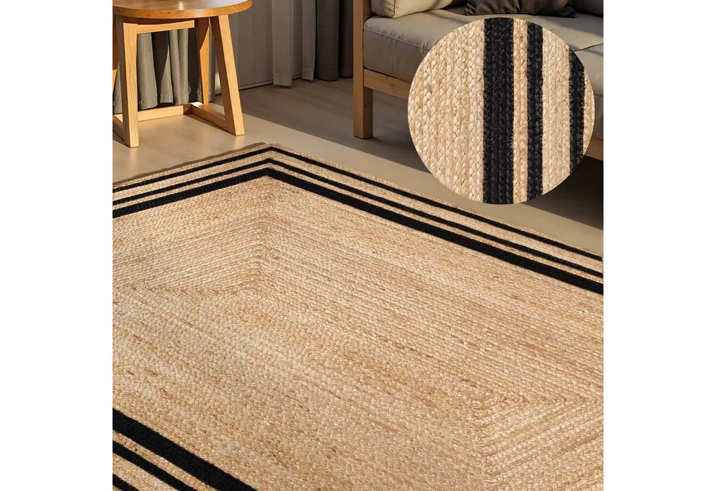 Hanse Home Jutta Juteteppich Natur Gold Schwarz - Bild 2