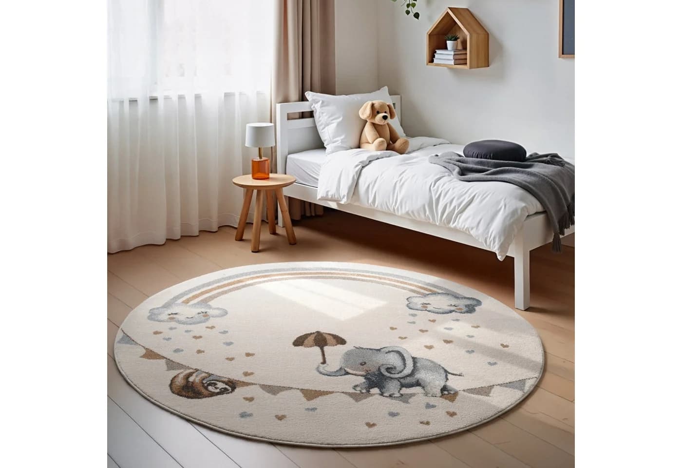 Villeroy & Boch Kinderteppich Walk like an Elephant Rainbow Teppich, rund, Höhe: 9 mm, Spielteppich weich, Kinderzimmer, Boho Kids Spielunterlage, Tieremotiv - Bild 2