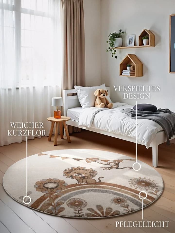 Villeroy & Boch Kinderteppich Roar like a Lion, rund, 9 mm, Tieremotiv - Bild 3