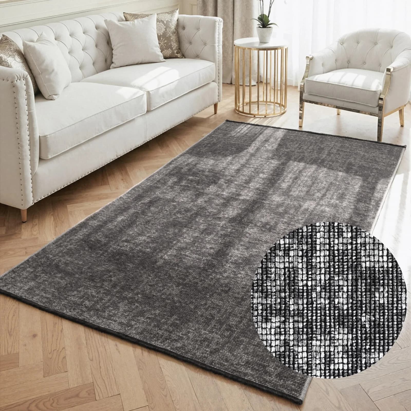 Teppich ELLE DECORATION Prisma Silber Grau Karo Design