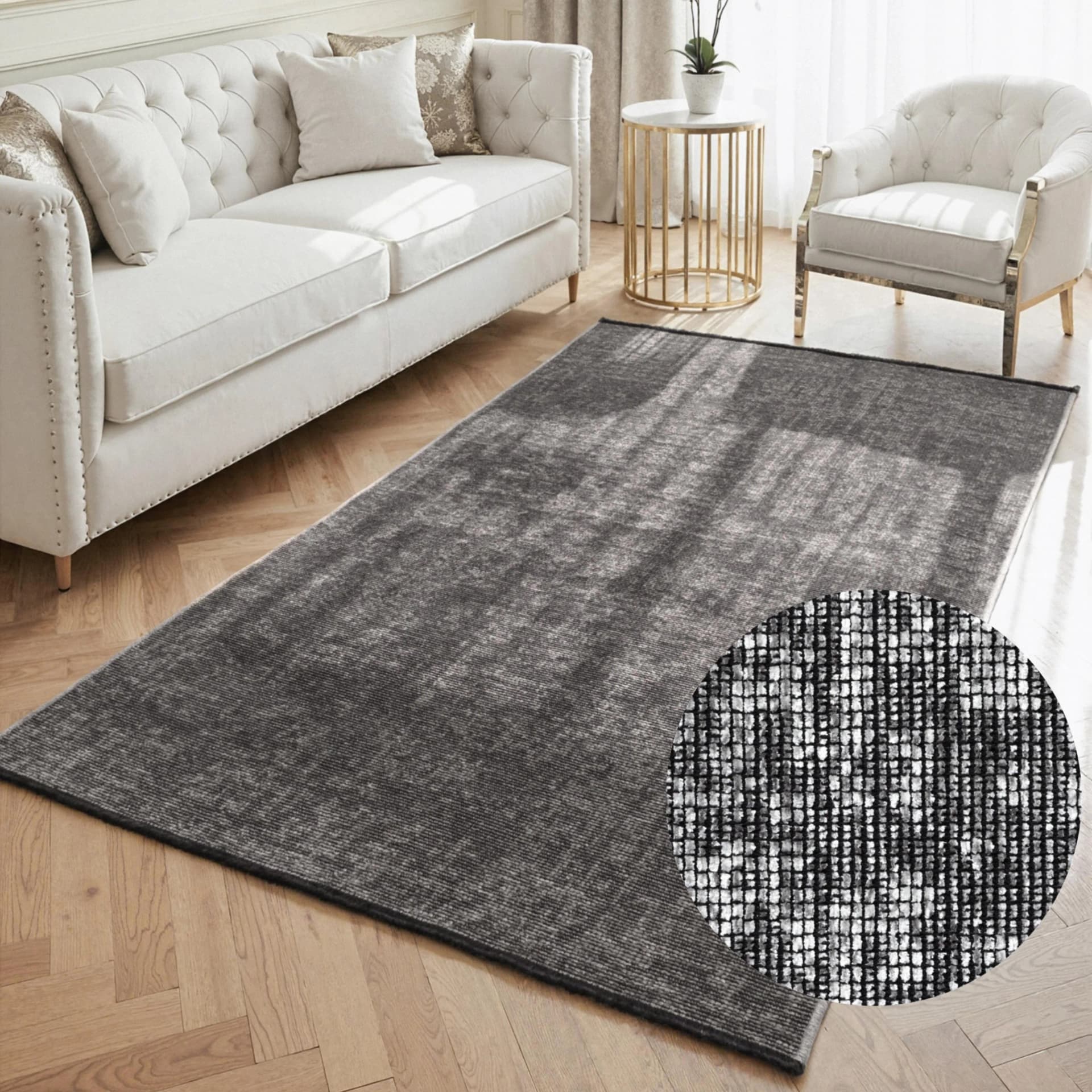 ELLE DECORATION Teppich Prisma Silber Grau Karo Design