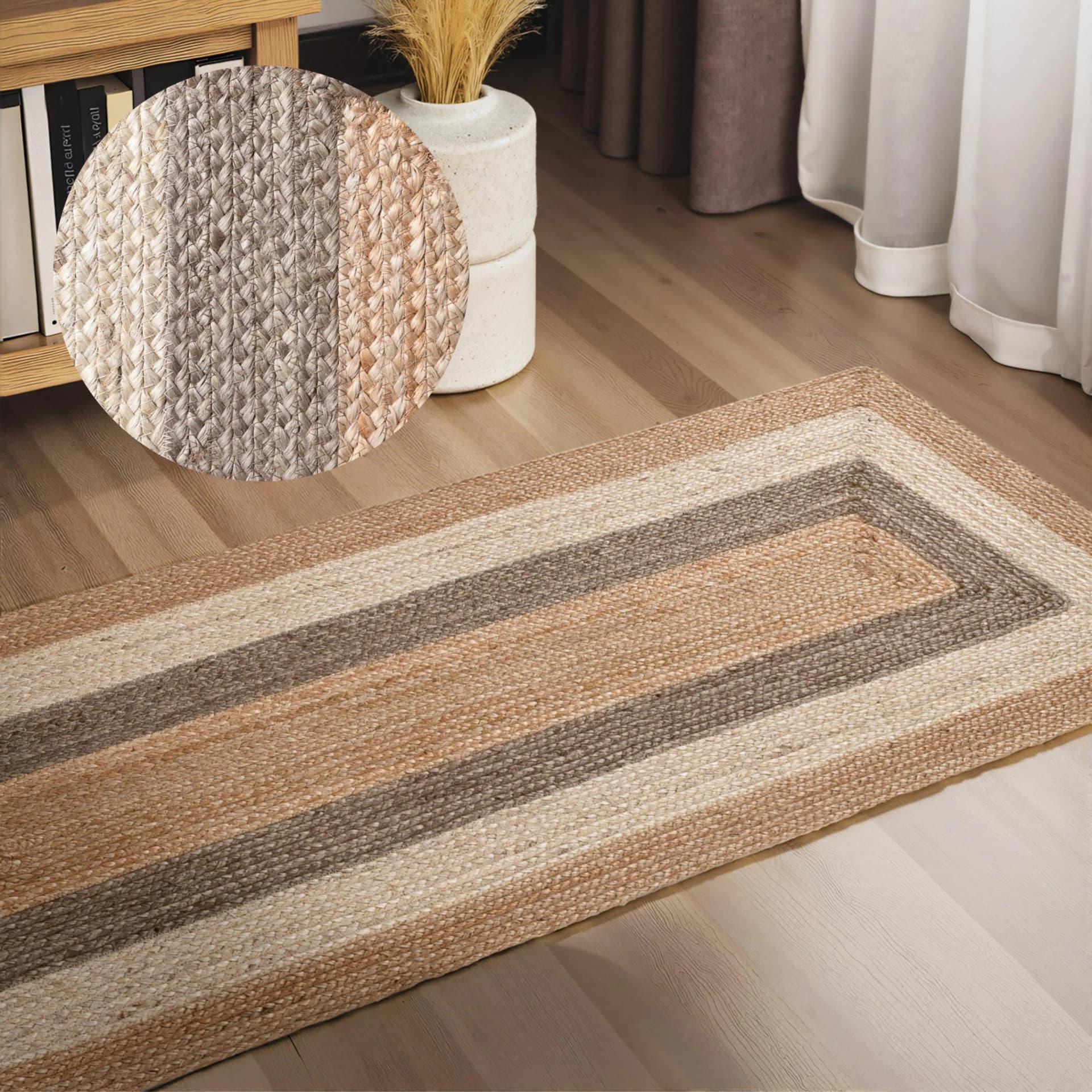 Hanse Home Juno Fusion Juteteppich Gold Braun Handgewebt