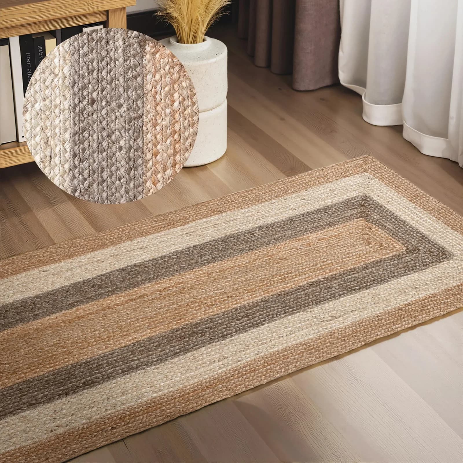 Hanse Home Juno Fusion Juteteppich Gold Braun Handgewebt