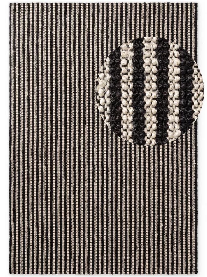 Juteteppich Ebony von Elle Decoration, Natur, Elfenbein, Schwarz, 160x230 cm