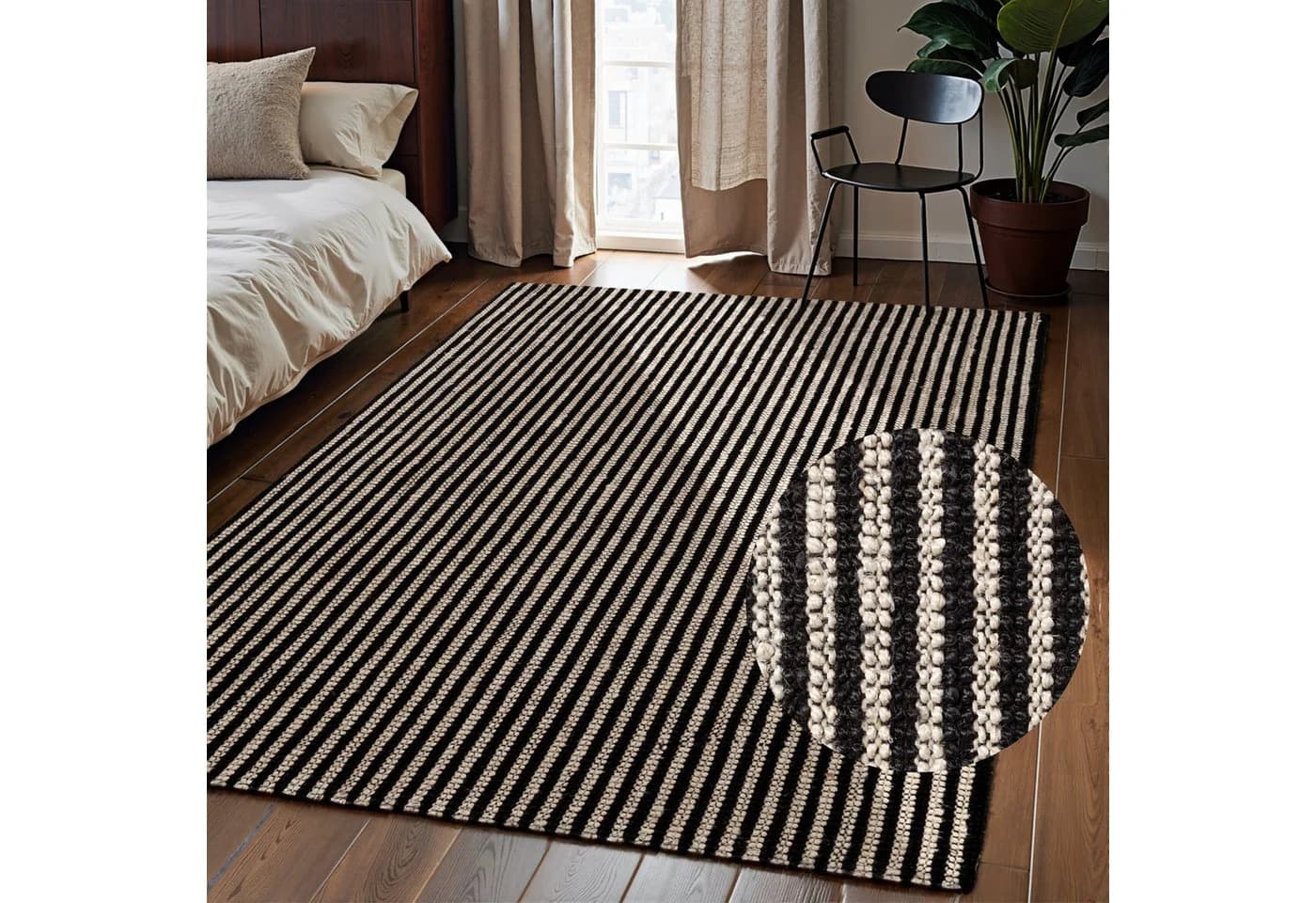 Juteteppich Ebony von Elle Decoration, Natur, Elfenbein, Schwarz, 160x230 cm - Bild 2
