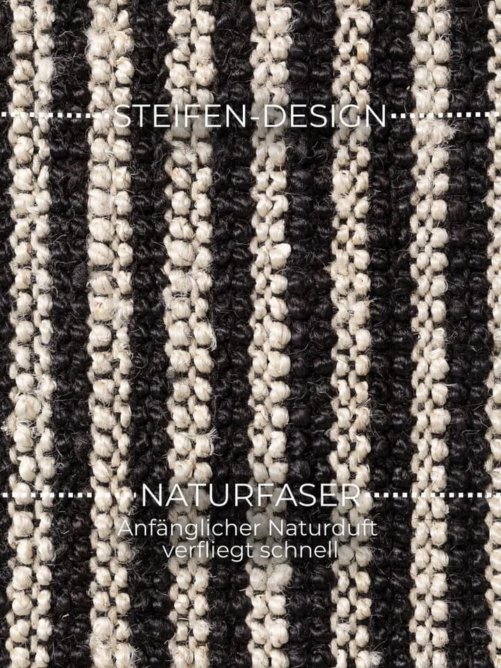 Juteteppich Ebony von Elle Decoration, Natur, Elfenbein, Schwarz, 160x230 cm - Bild 3