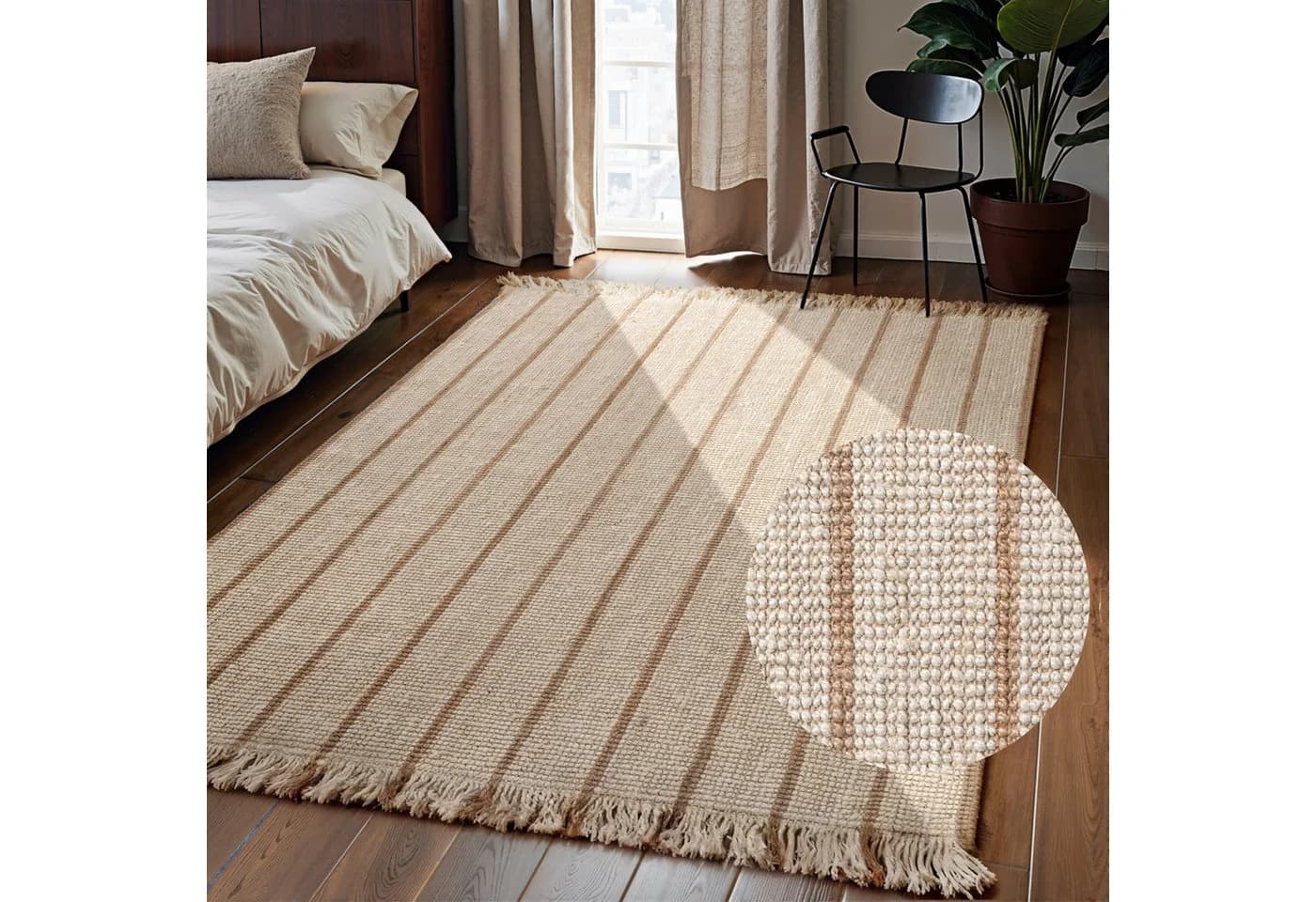 ELLE DECORATION Juteteppich Sierra Natur, Elfenbein, Gold, 160x230 cm - Bild 2