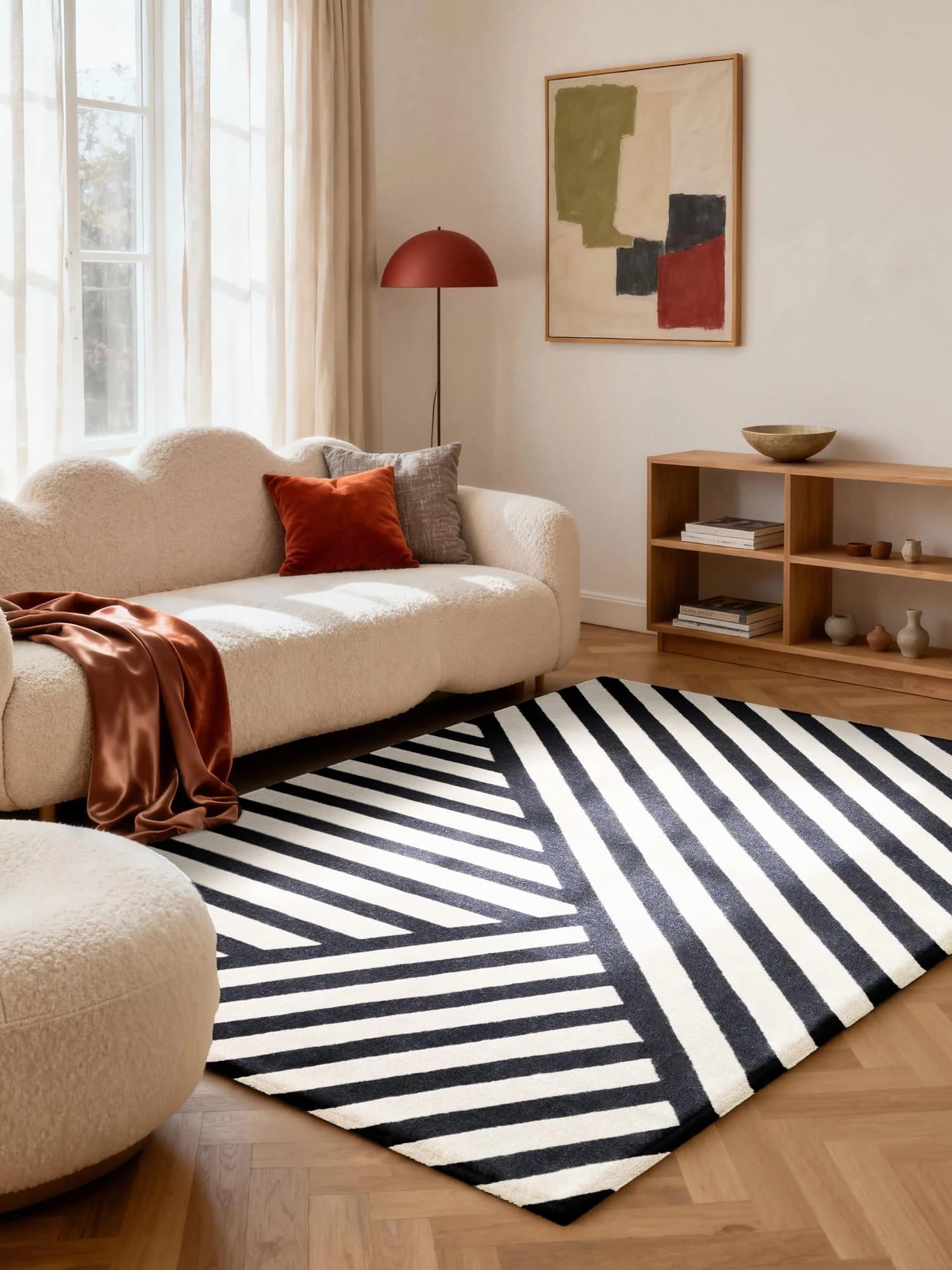 Wollteppich ELLE DECORATION Noir Schwarz Weiß Handgewebt