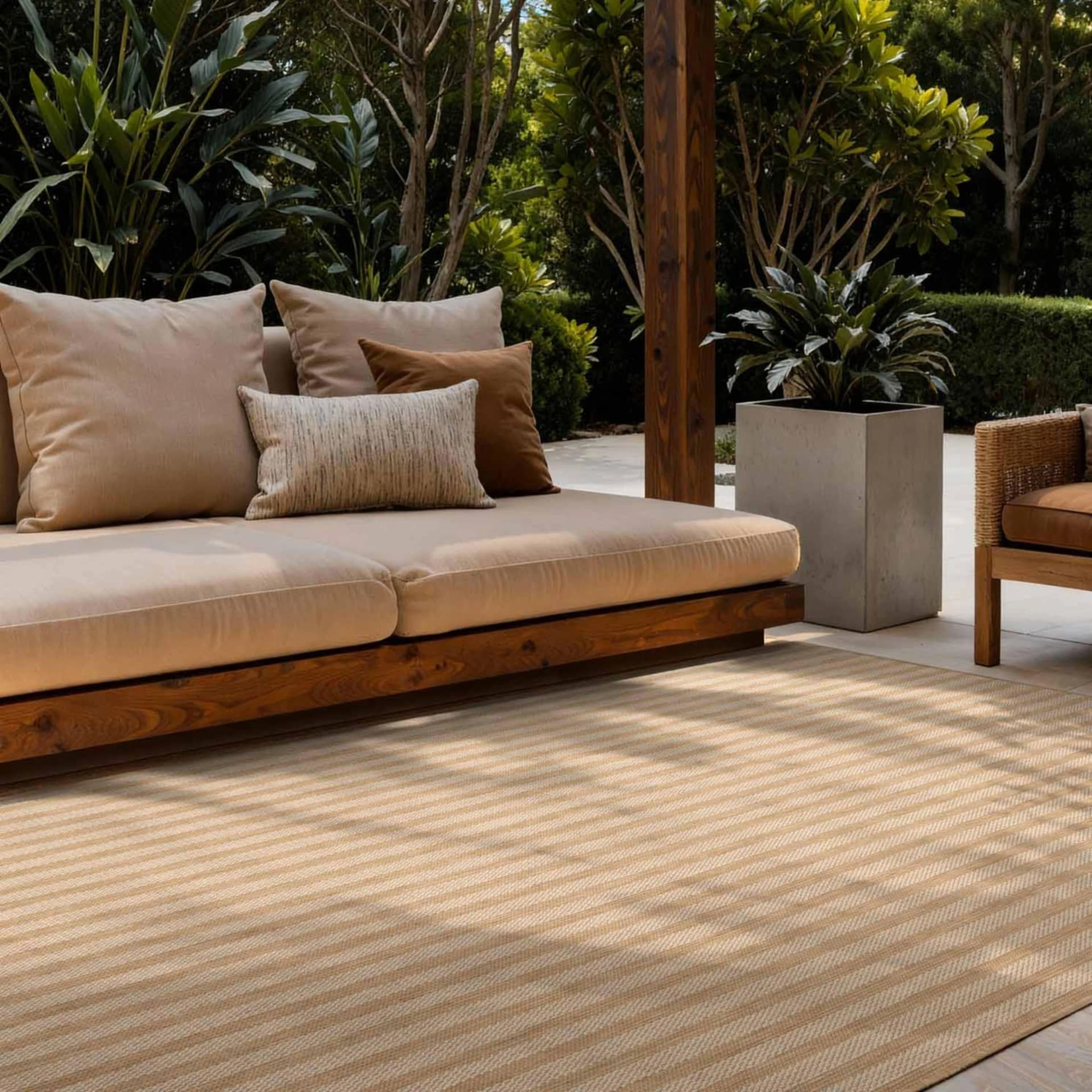 Ted Baker Linley Teppich Jute Weiß Gestreift
