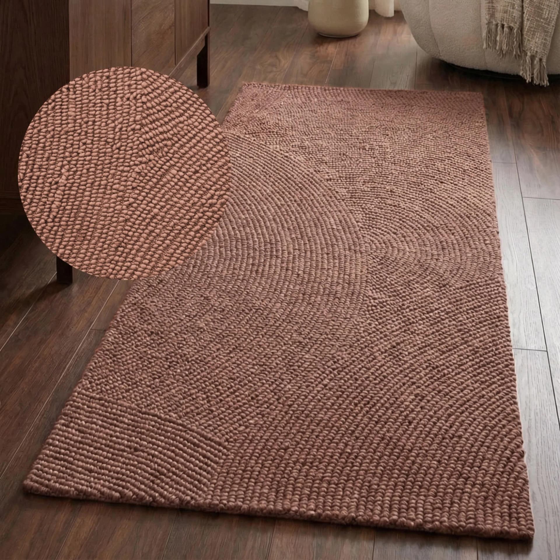 HANSE HOME Wollteppich Calmio Vintage Rosa Handgetuftet