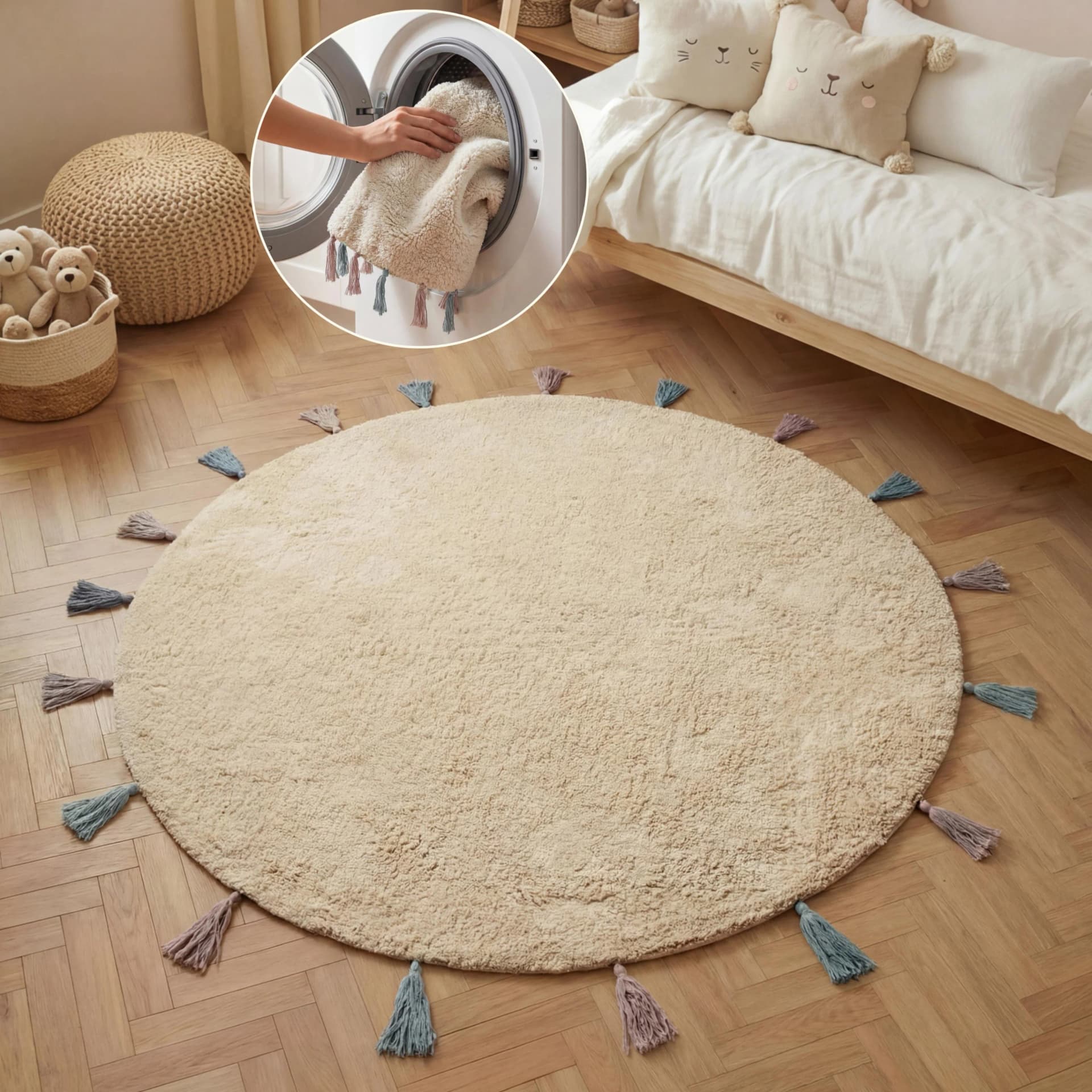 Hanse Home Kinderteppich Sunna Beige Bunt Rund