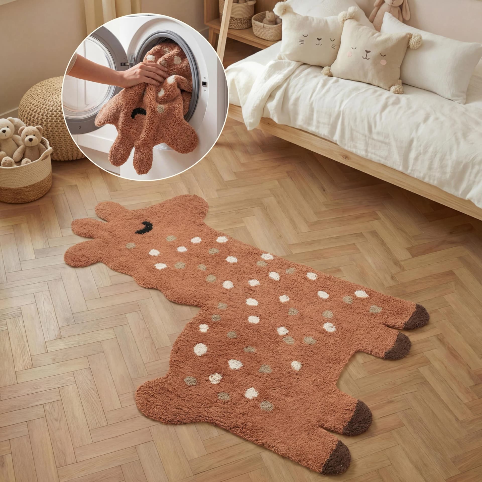 Hanse Home Kinderteppich Gino Giraffe Motiv Braun